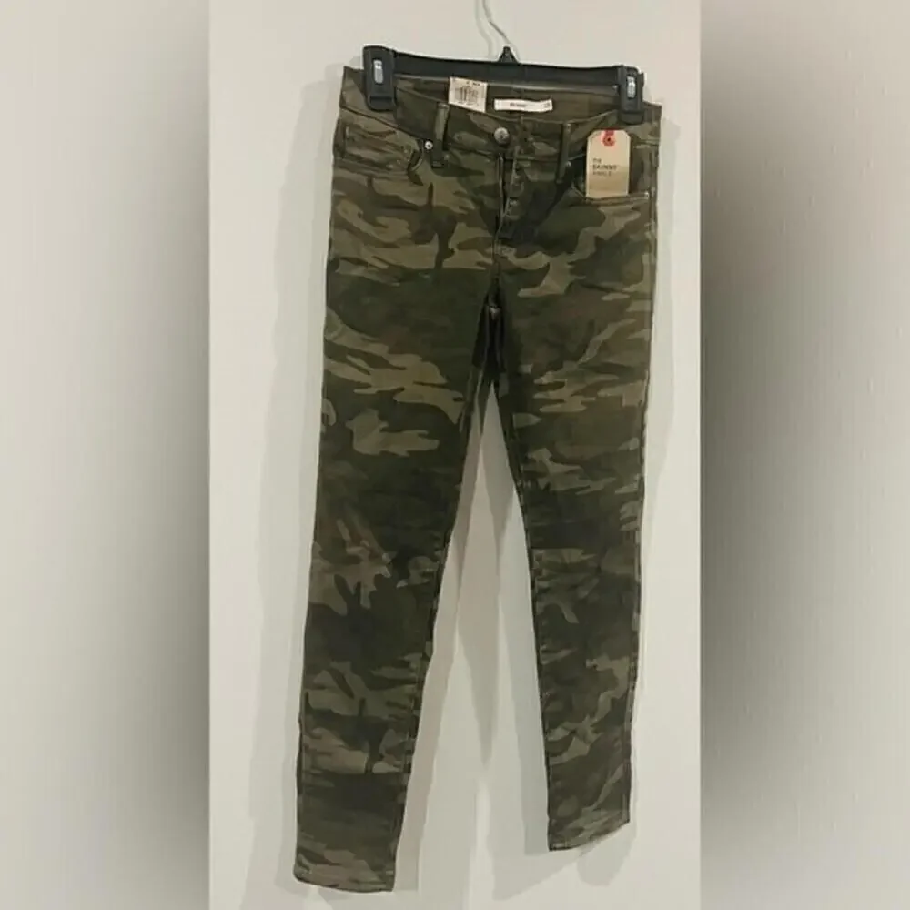 New LEVI'S Women's 711 Skinny Ankle, pants Jeans camo size 00, waist 24